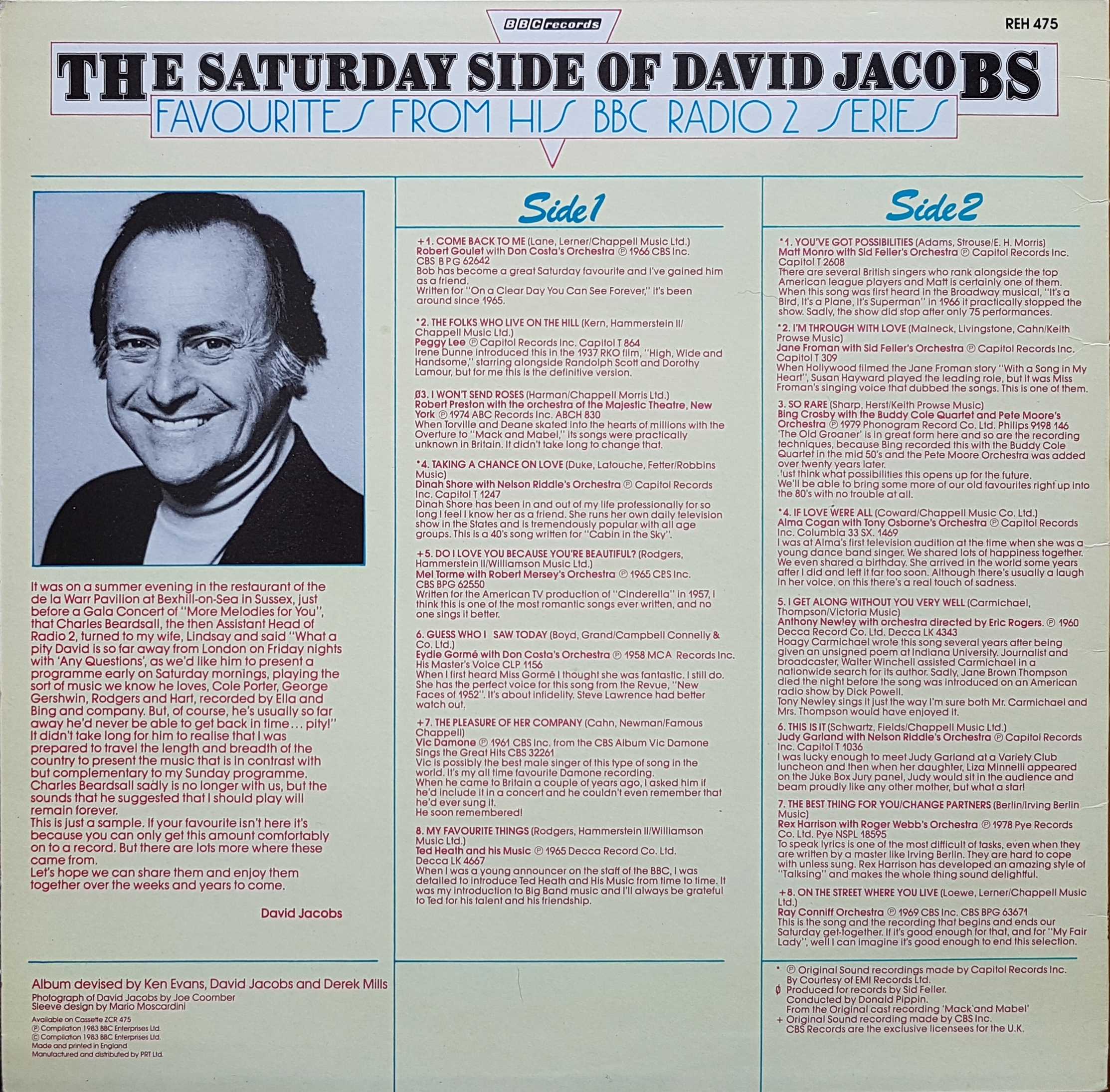 Picture of REH 475 The Saturday side of David Jacobs by artist David Jacobs from the BBC records and Tapes library